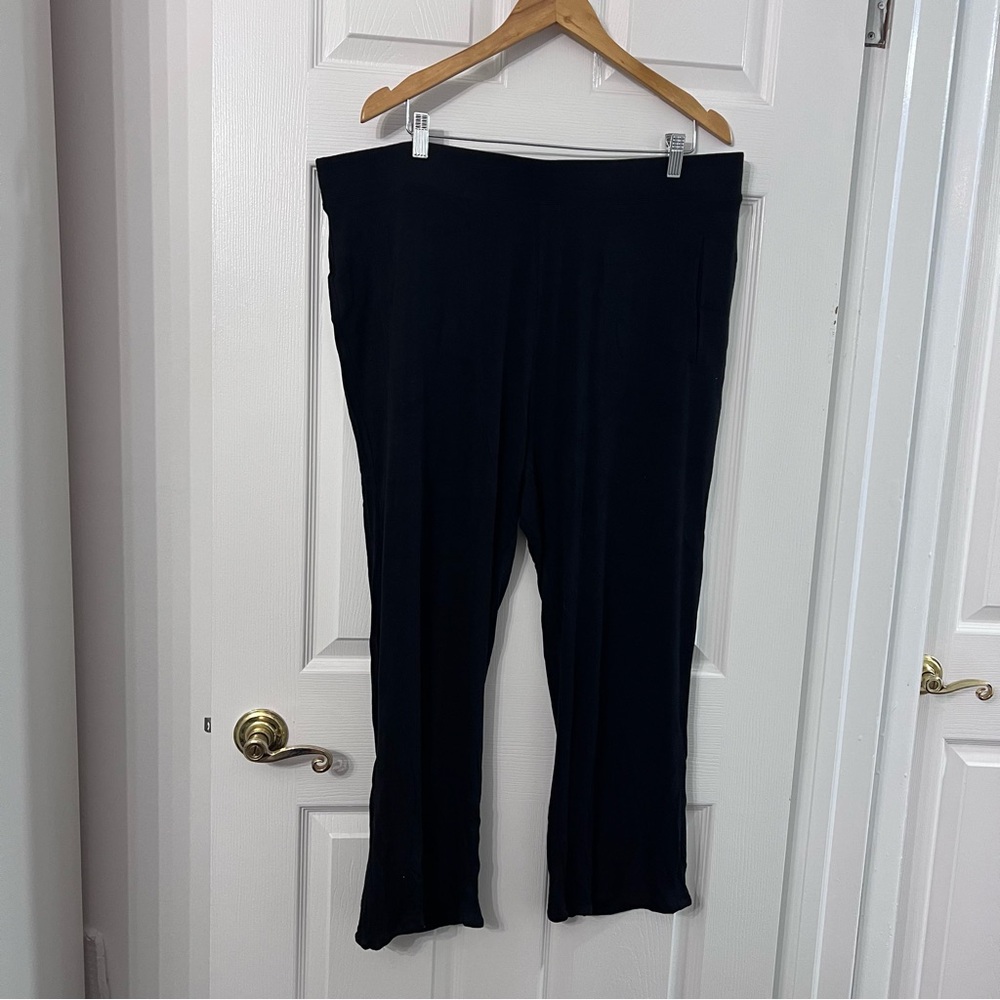 Universal Standard Jersey Modal Ribbed Pull on Women's Pants, black, Size18/20
